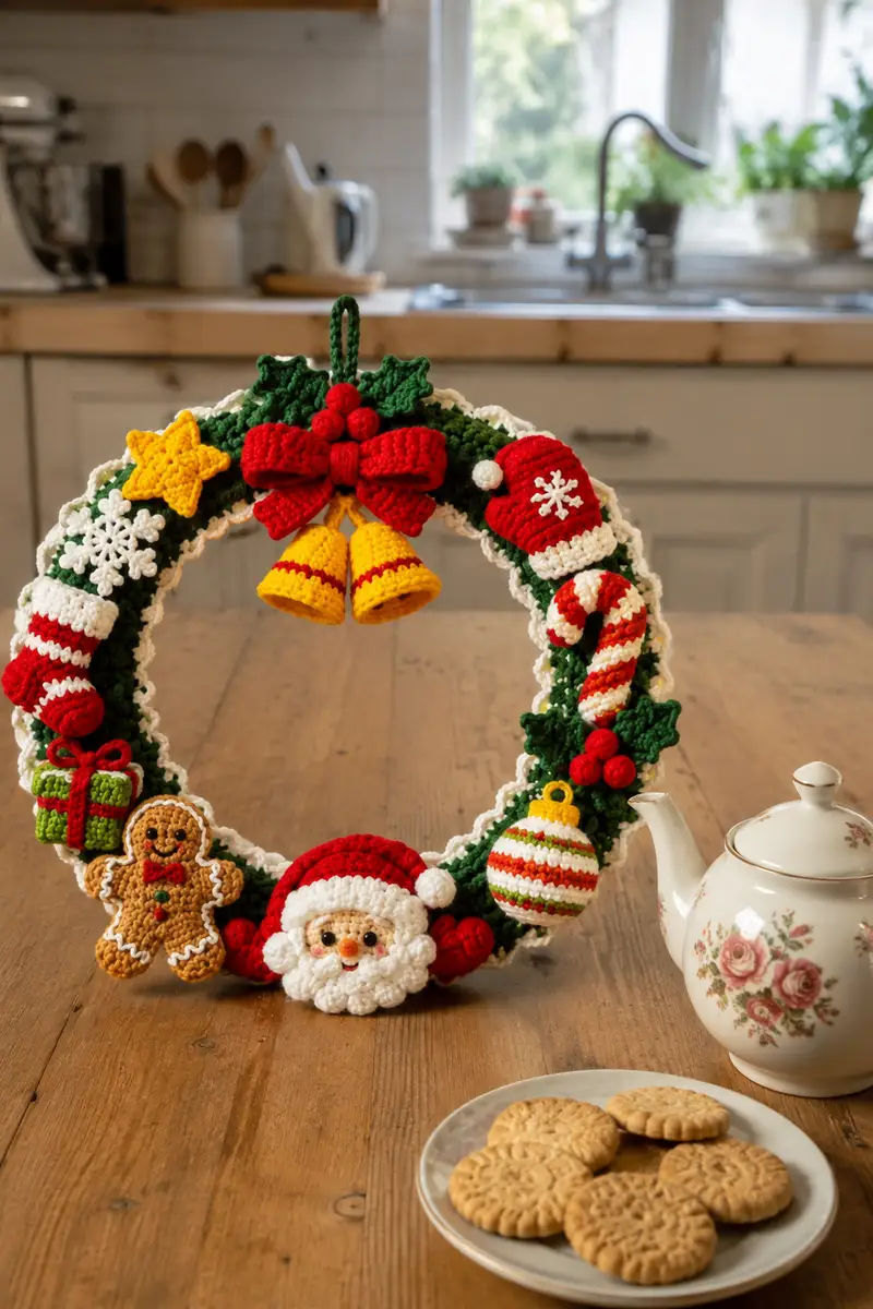 Free crochet pattern: Festive Christmas Wreath Amigurumi Pattern - Intermediate level tutorial