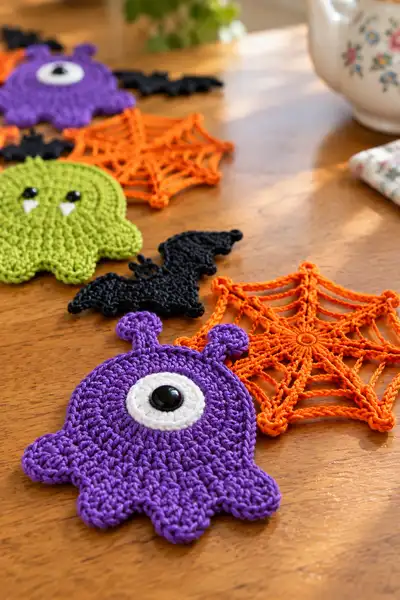Cute Monsters Halloween Table Runner Pattern step 2 - assembly progress