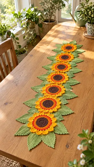 Sunflower Table Runner Pattern step 1 - construction progress