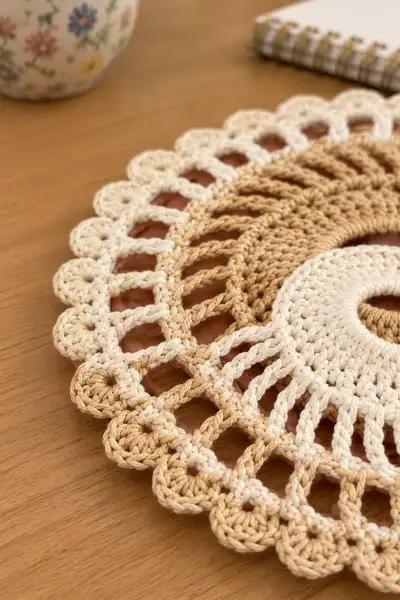 Textured Spiral Motif Bedspread Pattern step 3 - details and accessories