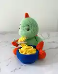 Spaghetti Dino Amigurumi Pattern step 1 - construction progress