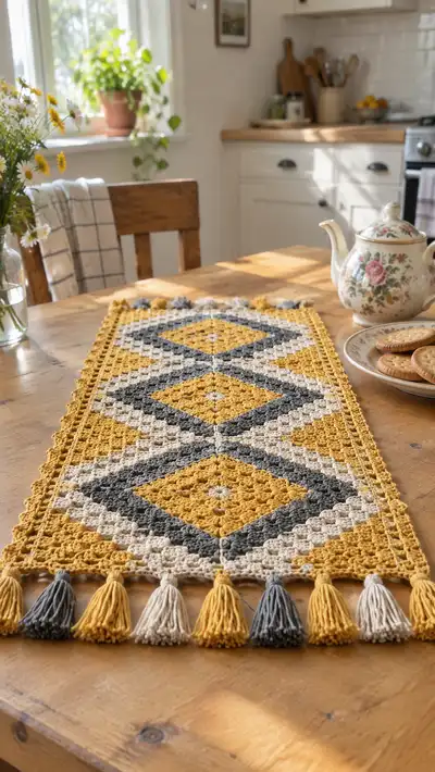 Geometric Diamond Table Runner Pattern step 1 - construction progress