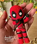 Mini Deadpool Amigurumi Pattern step 1 - construction progress