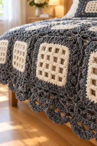 Modern Rustic Bedspread Pattern step 3 - details and accessories