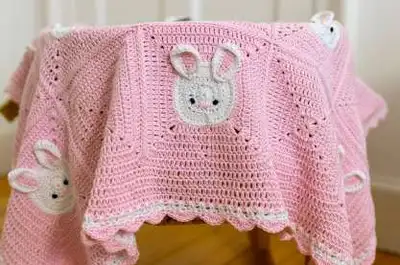 Bunny Baby Blanket Pattern step 4 - final assembly and finishing