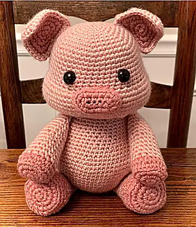 Adorable Pig Amigurumi Pattern step 1 - construction progress