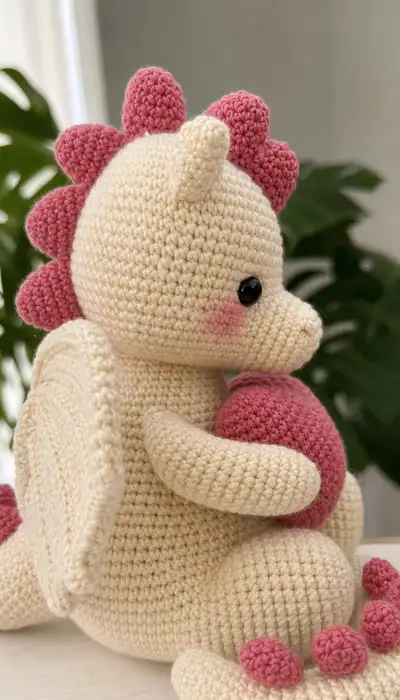 Sweet Little Dragon Amigurumi Pattern step 2 - assembly progress