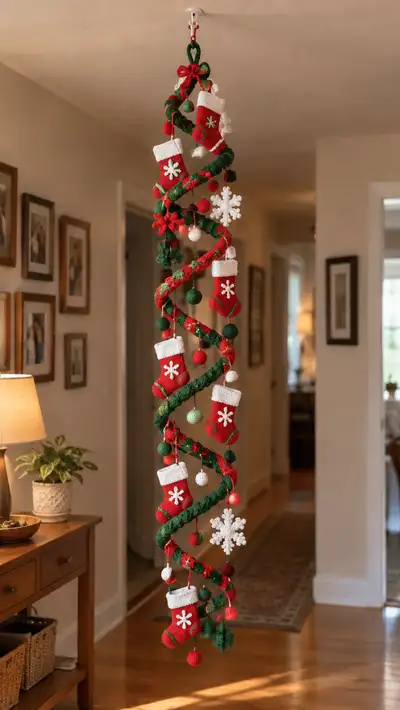 Spiral Christmas Hanging Garland Pattern step 1 - construction progress