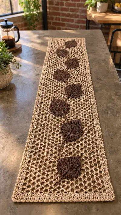 Leaf Vine Table Runner Pattern step 1 - construction progress