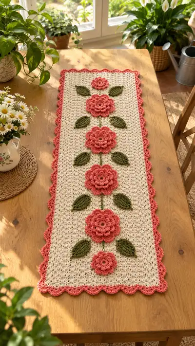 Classic Floral Table Runner Pattern step 1 - construction progress