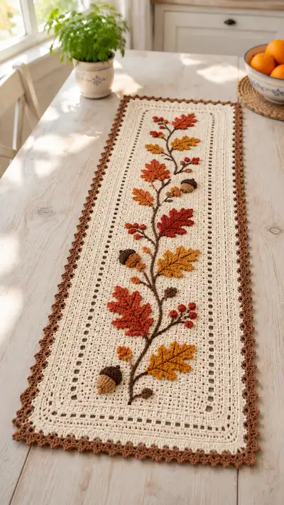 Autumn Leaves Table Runner Pattern step 1 - construction progress