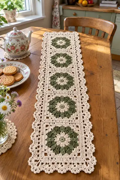 Vintage Floral Square Runner Pattern step 1 - construction progress