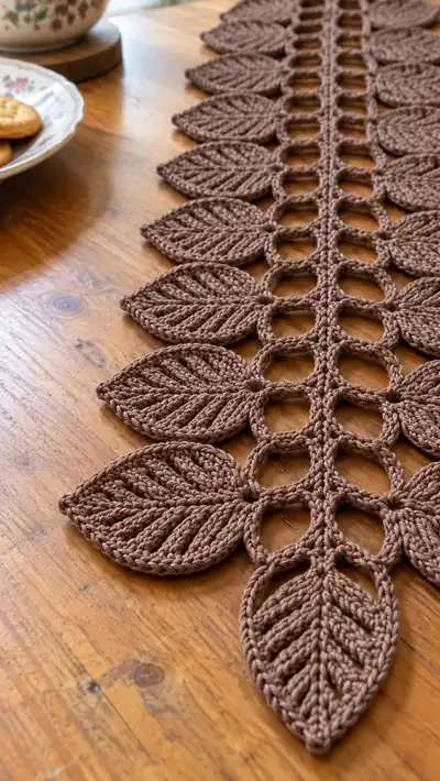 Leaf Lace Table Runner Pattern step 2 - assembly progress