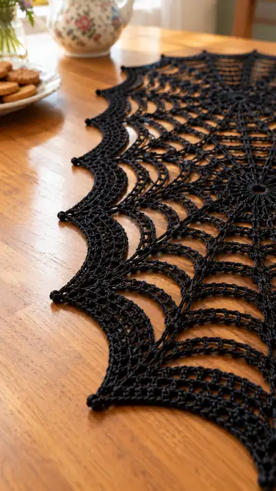 Spiderweb Table Runner Pattern step 2 - assembly progress