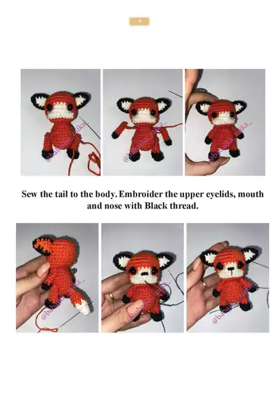 Foxes in the Apple Bag Amigurumi Pattern step 3 - details and accessories