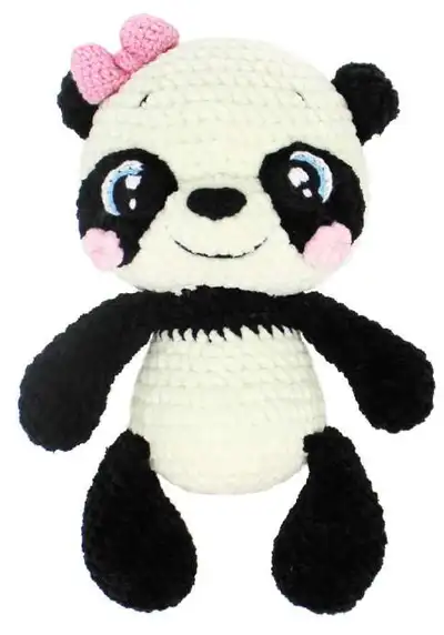 Yumi the Baby Panda Amigurumi Pattern step 2 - assembly progress