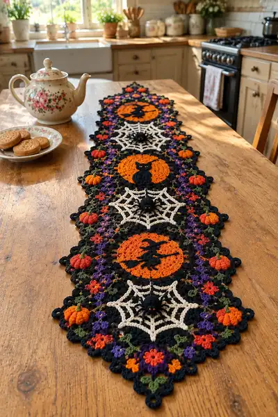 Spooky Harvest Table Runner Pattern step 1 - construction progress