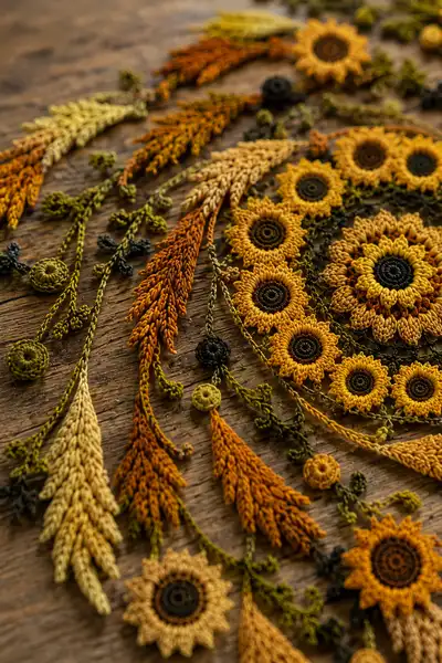 Autumn Sunflowers Table Runner Pattern step 2 - assembly progress