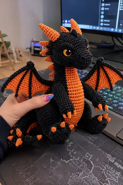 Big Halloween Dragon Amigurumi Pattern step 1 - construction progress