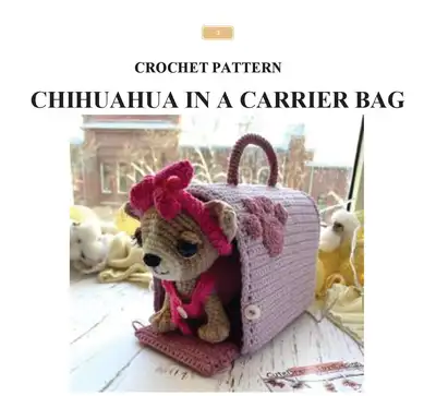 Chihuahua in a Carrier Bag Amigurumi Pattern step 1 - construction progress
