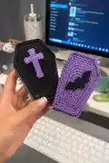 Mini Gothic Coffin Plushie Crochet Pattern step 1 - construction progress