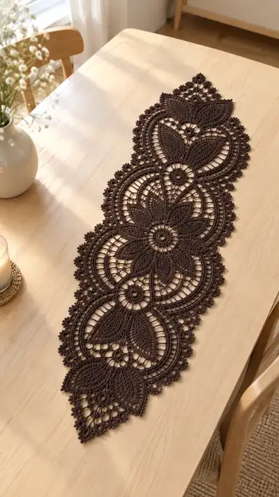 Elegant Lace Table Runner Pattern step 1 - construction progress