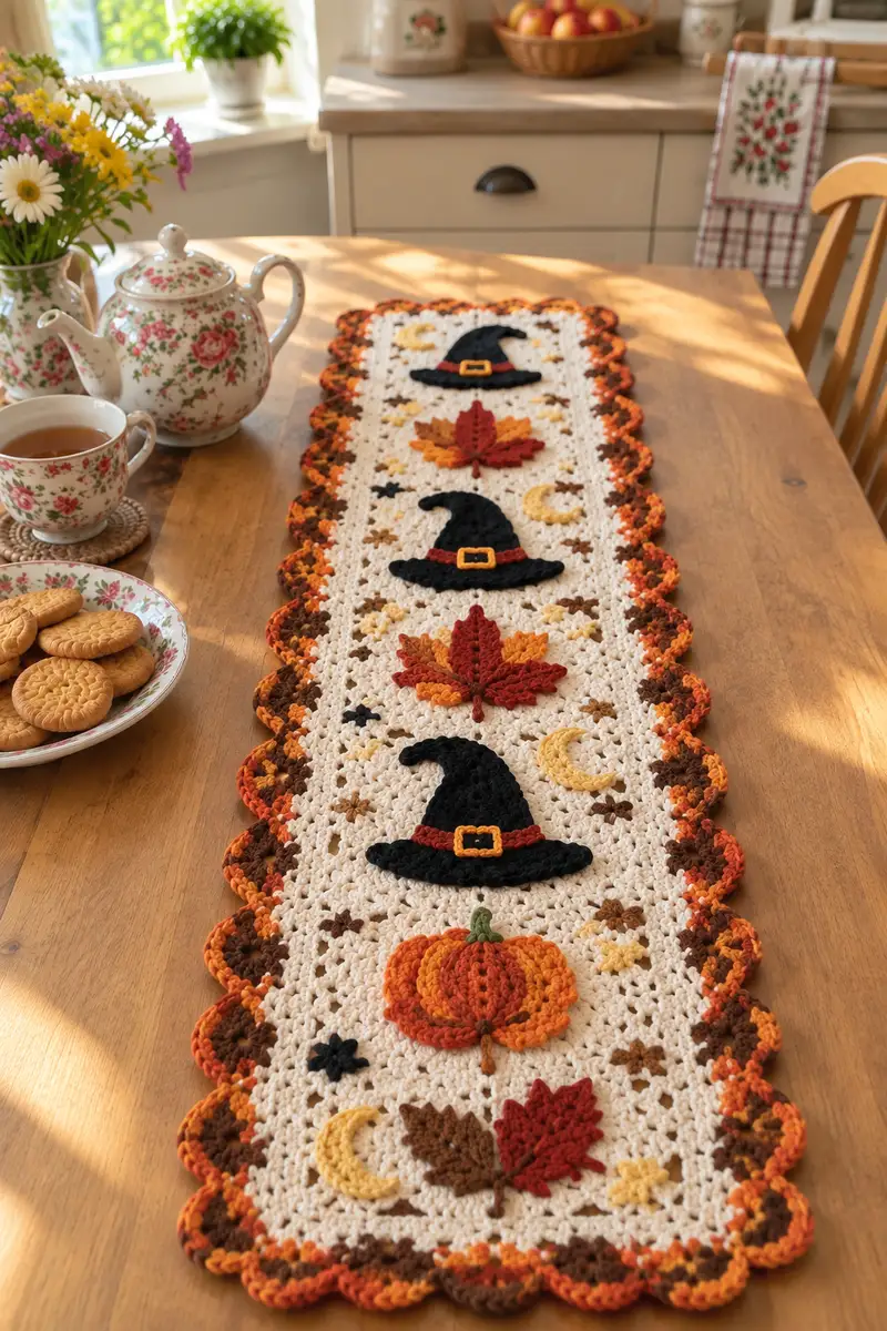 Free crochet pattern: Autumn Harvest Table Runner Pattern - Intermediate level tutorial