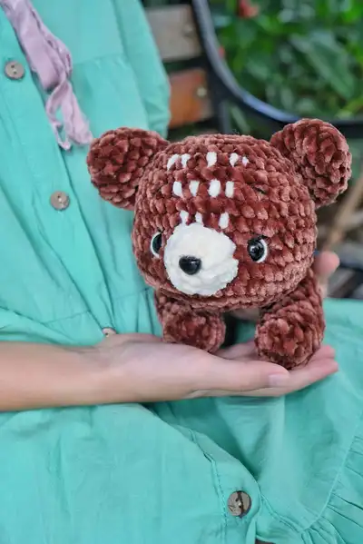 My little Bear Amigurumi Pattern step 2 - assembly progress