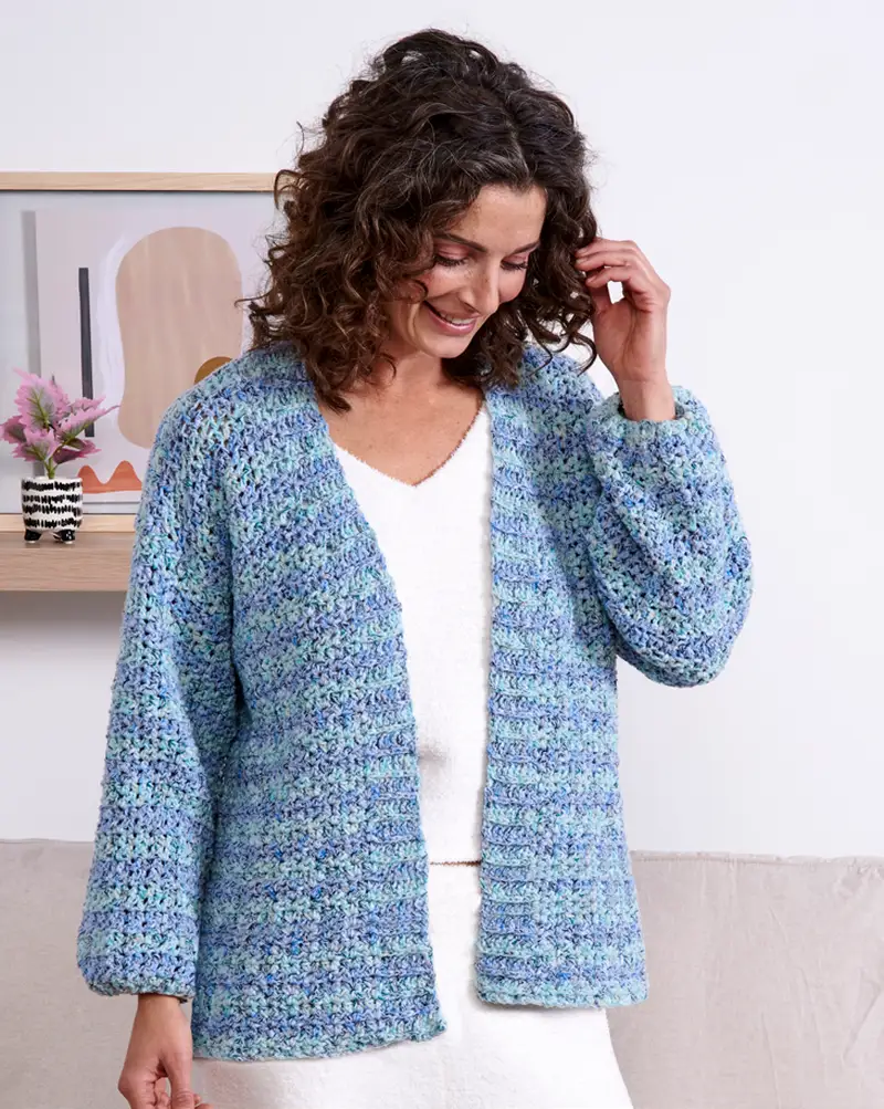 Free Beginner Friendly crochet pattern: Ocean Mix Relaxed Crochet Cardigan Pattern - Easy to follow tutorial