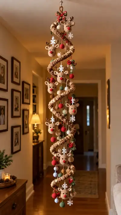 Spiral Reindeer Mobile Amigurumi Pattern step 1 - construction progress