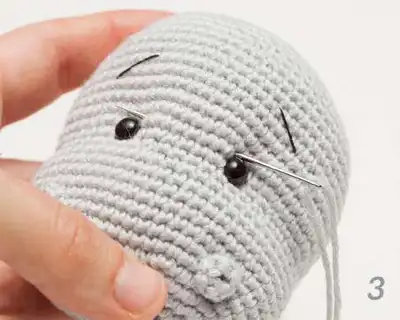 Bepo the little hippo Amigurumi Pattern step 4 - final assembly and finishing