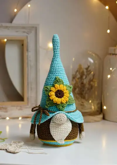 Crochet Gnome Amigurumi Pattern step 1 - construction progress