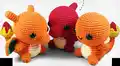 Charmander Trio Amigurumi Pattern step 1 - construction progress