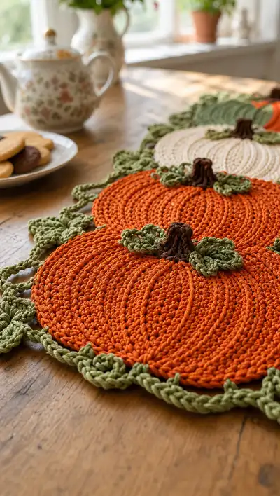 Pumpkin Patch Table Runner Pattern step 2 - assembly progress