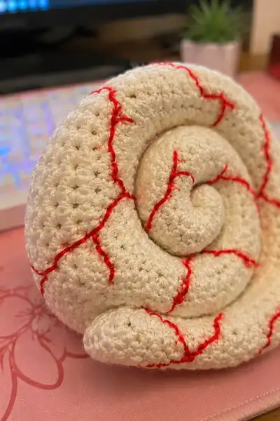 Spiral Coil Amigurumi Pattern step 2 - assembly progress
