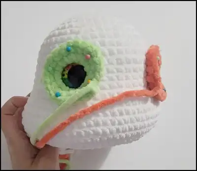 Dottie the Panda Amigurumi Pattern step 2 - assembly progress