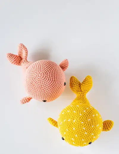 Wallace and Wanda Whales Amigurumi Pattern step 1 - construction progress