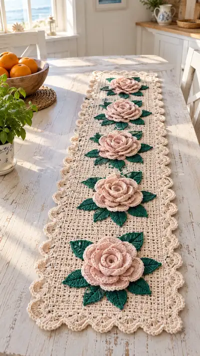 Vintage Rose Table Runner Pattern step 1 - construction progress
