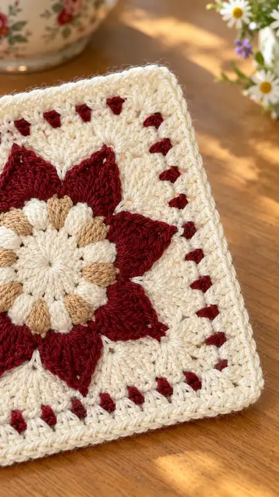 Starburst Granny Square Pattern step 2 - assembly progress