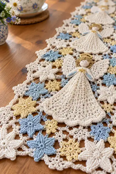 Angel Stars Table Runner Pattern step 2 - assembly progress