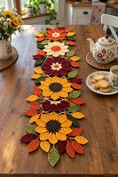 Autumn Floral Table Runner Pattern step 1 - construction progress