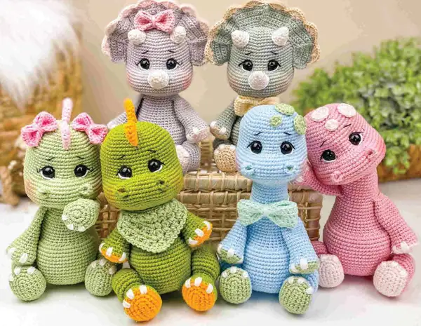 Triceratops Noah and Poli Amigurumi Pattern