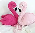 Florence the Flamingo Amigurumi Pattern step 2 - assembly progress
