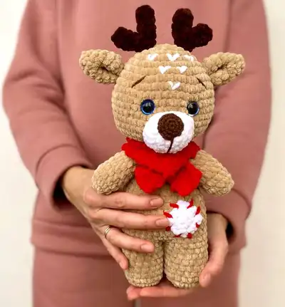 Deer Crochet Amigurumi Pattern step 1 - construction progress