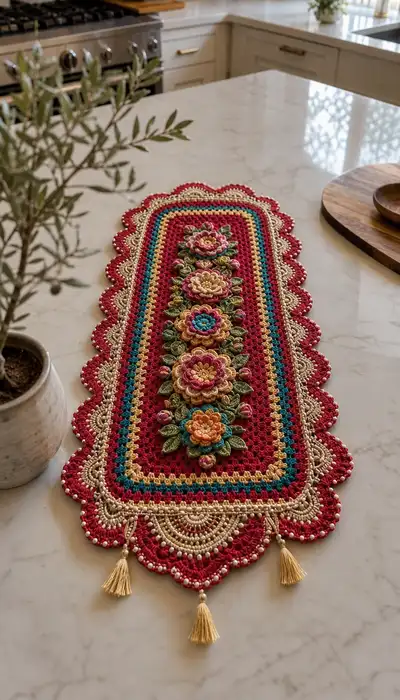 Vintage Floral Table Runner Pattern step 1 - construction progress