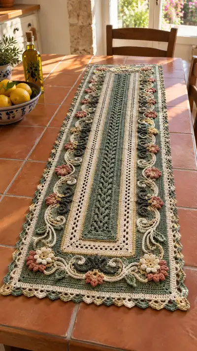 Vintage Garden Table Runner Pattern step 1 - construction progress