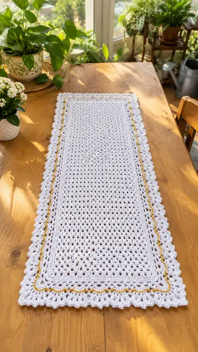 Classic Lace Table Runner Pattern step 1 - construction progress