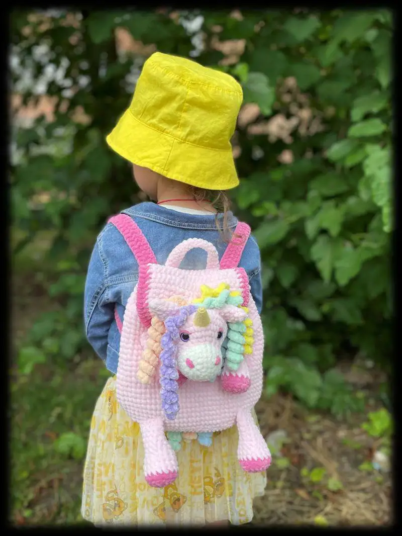 Free Intermediate crochet pattern: Plush Backpack Unicorn Amigurumi Pattern - Easy to follow tutorial