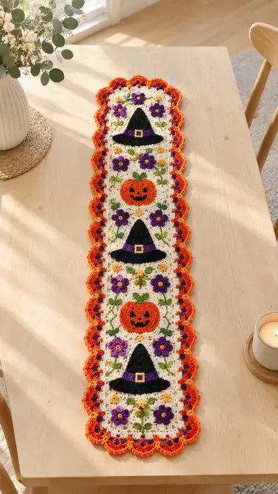 Halloween Table Runner Pattern step 1 - construction progress