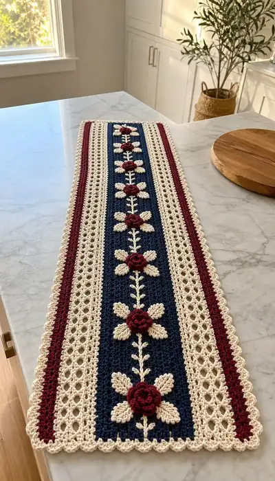 Vintage Floral Table Runner Pattern step 1 - construction progress